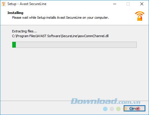 Tiến trình cài đặt Avast SecureLine