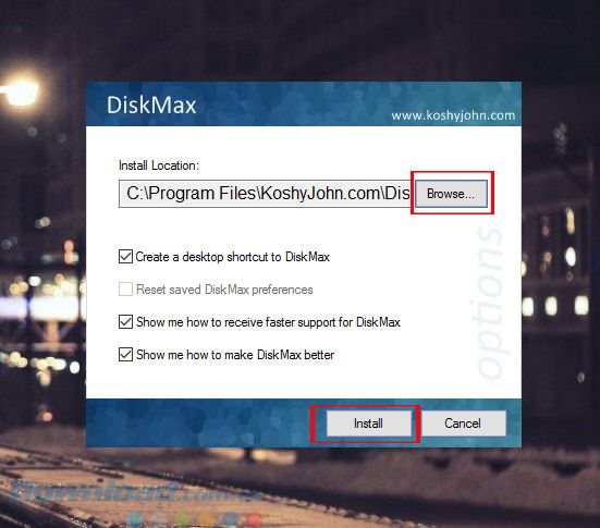 Cài đặt DiskMax