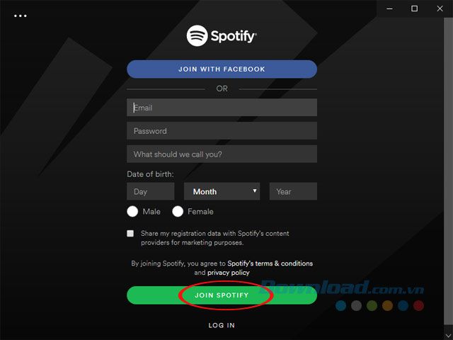 Tạo tài khoản Spotify