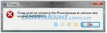 Cách khắc phục lỗi Unknown error occurred (0xE8000012) trên iTunes