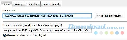 Chia sẻ Youtube Playlists
