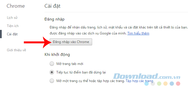 Đăng nhập vào Chrome