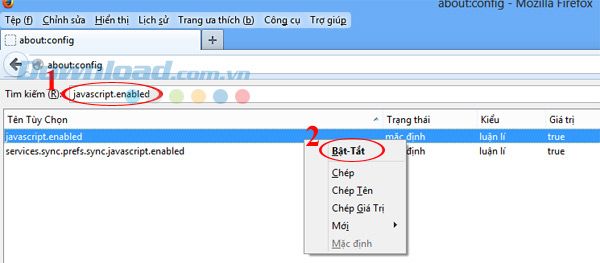 Cách bật và tắt JavaScript trên Firefox