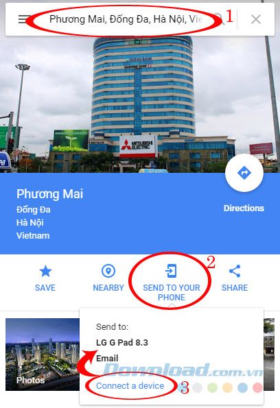 Chọn Gửi tới điện thoại từ Google Maps