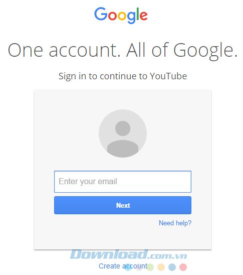 Nhập thông tin tài khoản Gmail