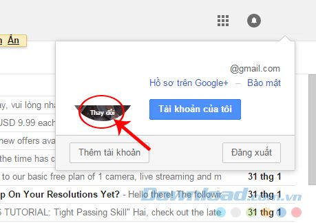 Thay ảnh đại diện Gmail