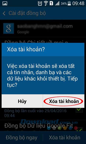 Xác nhận xóa tài khoản