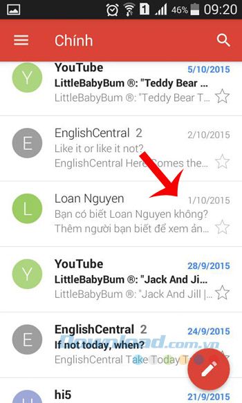 Chọn email