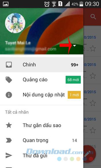 Bấm vào trình đơn chính