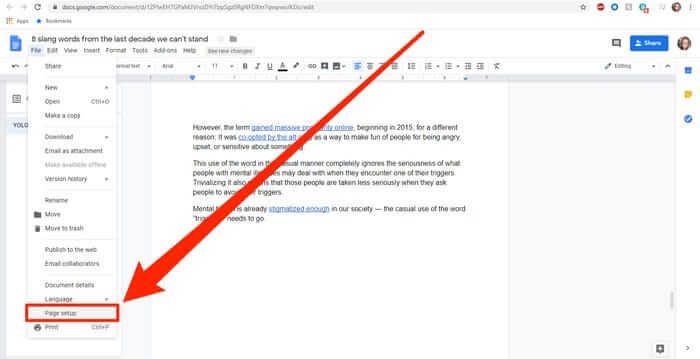 Xóa các trang trống trong Google Docs