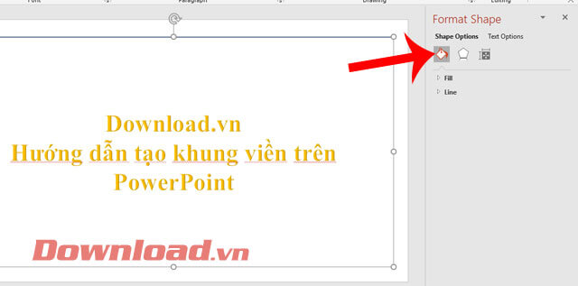 Chạm vào phần Tùy chọn Hình dạng sau đó nhấn vào biểu tượng hình sơn