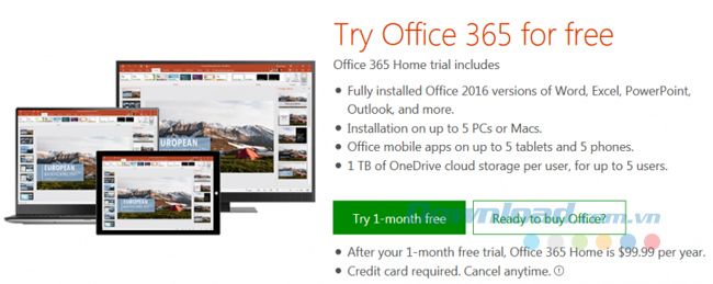 Dùng thử Office 365 trong 30 ngày