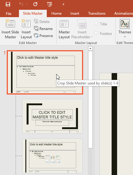 Nhấp vào Slide Master