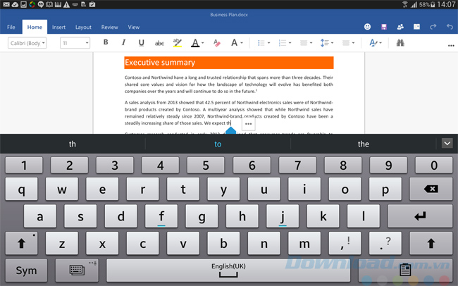 Word trên điện thoại Android