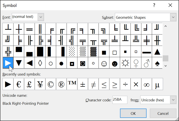 Chọn Symbol bạn muốn trong PowerPoint