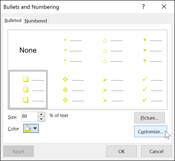 Tùy chỉnh bullet trong PowerPoint