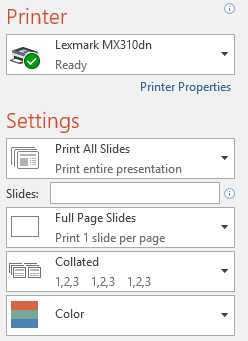 Thiết lập in slide PowerPoint