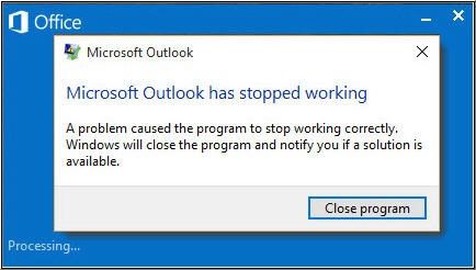 Outlook bị ngừng hoạt động