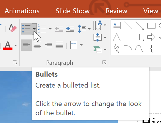 Thay đổi kiểu bullet trong PowerPoint