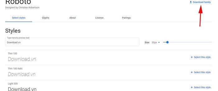 Tải những font Google bạn muốn