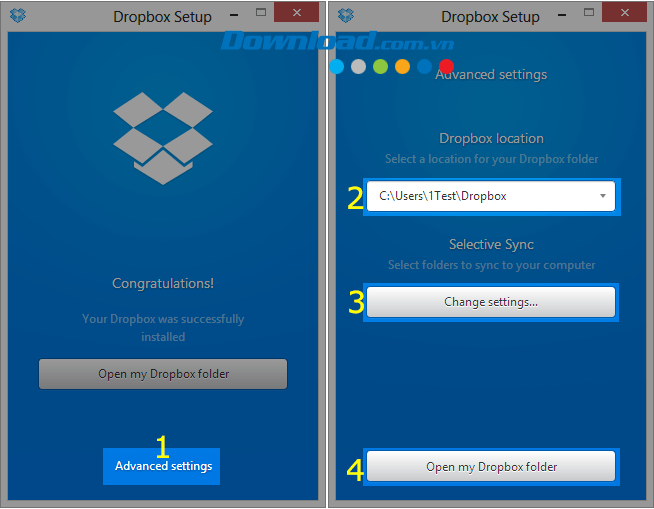 Tùy chỉnh cài đặt của Dropbox