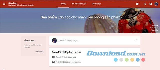 Giao diện chính của lớp học