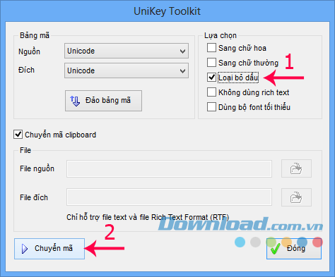 Hướng dẫn chuyển đổi văn bản từ có dấu sang không dấu bằng Unikey