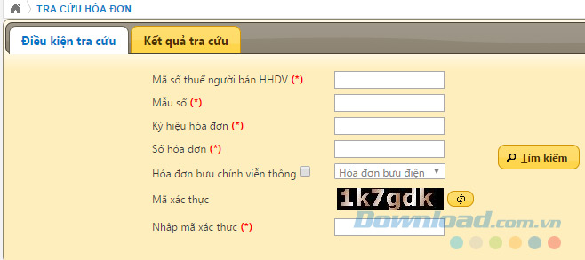 Nhập thông tin hóa đơn