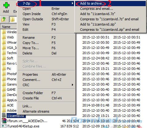 Nén file sử dụng 7-Zip