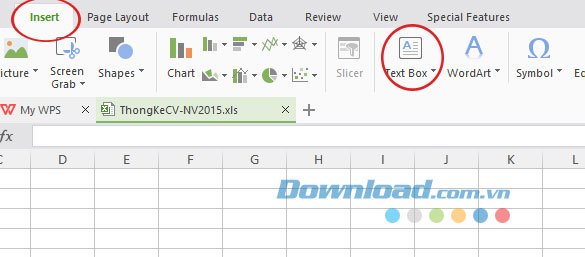 Cách chèn ô văn bản trong file Excel