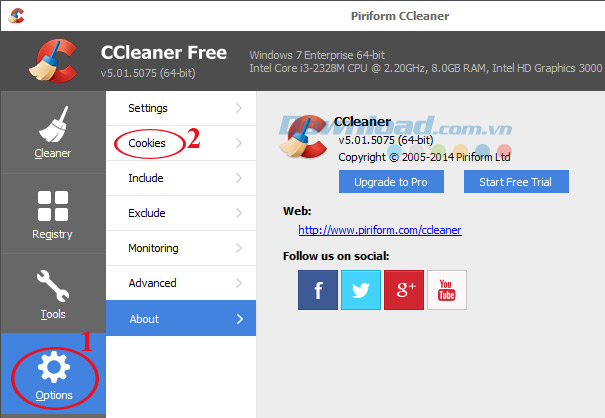 Cách xóa Cookies một cách chọn lọc với CCleaner