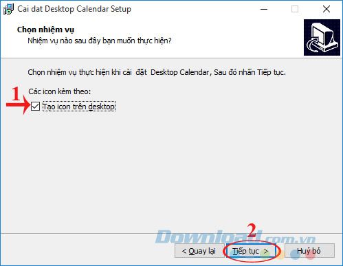 Tạo biểu tượng DesktopCalendar