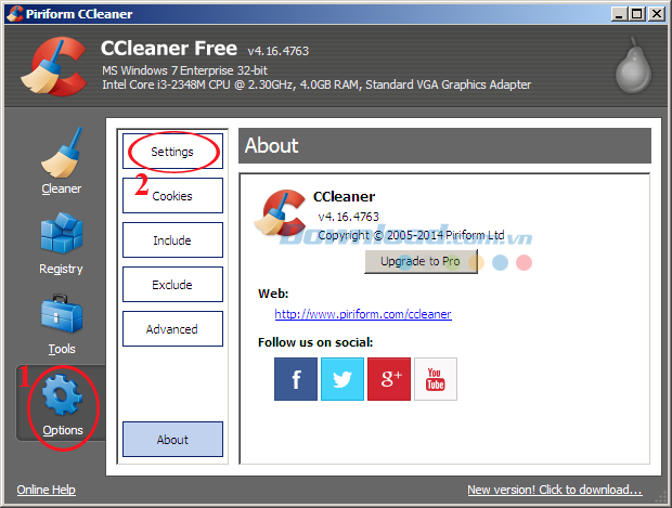 Cách khởi tạo CCleaner để tự động mở cùng Windows