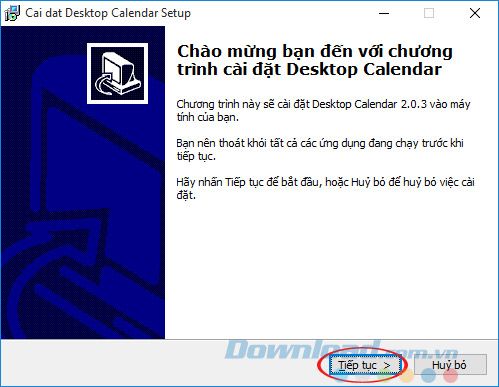 Giao diện cài đặt DesktopCalendar