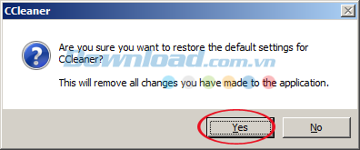 Cách khôi phục cài đặt mặc định cho CCleaner