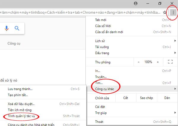 Giao diện cài đặt của Chrome