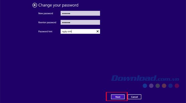 Thay đổi mật khẩu Windows 8