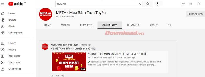 Phần cộng đồng trên YouTube