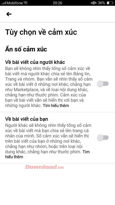 Giấu số cảm xúc trên Facebook