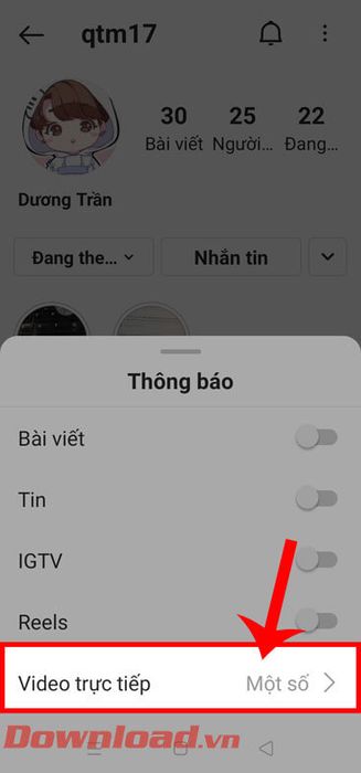 Chọn Video trực tiếp