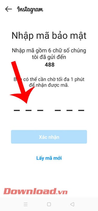 Nhập mã xác nhận