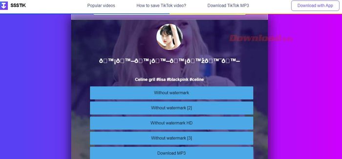 Lưu video TikTok từ trang web thứ ba