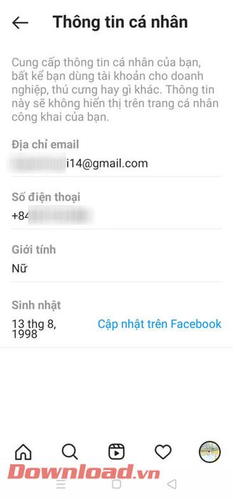 Đã thay đổi địa chỉ email