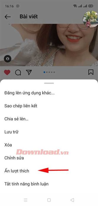 Giấu số lượt thích trên Instagram