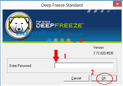 Mở phần quản lý chính của Deep Freeze