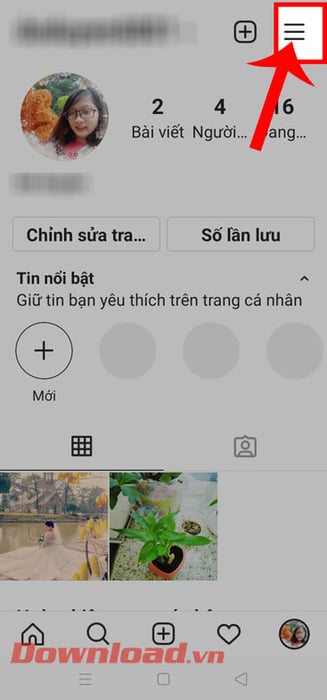 Nhấn vào biểu tượng ba dấu gạch ngang