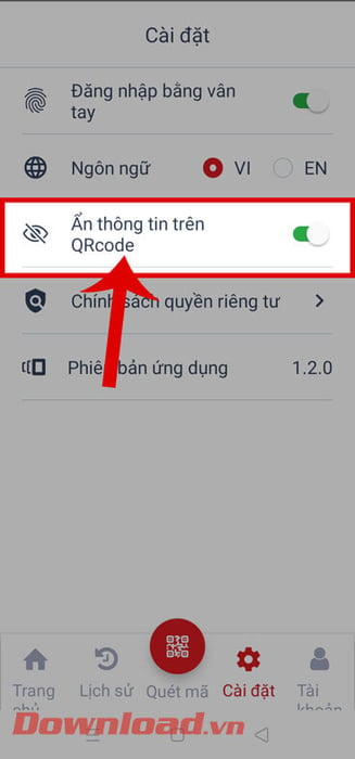 Kích hoạt chế độ ẩn thông tin trên mã QR Code