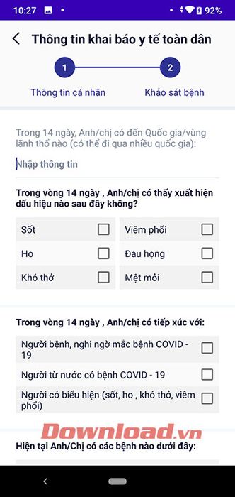 Khai báo Y tế toàn dân trên ứng dụng NCOVI 5