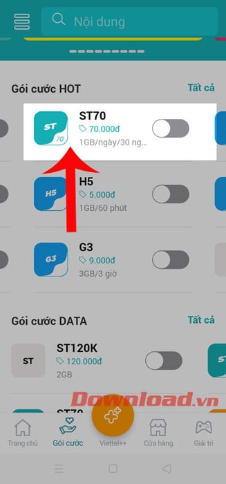 Chọn gói cước ST70
