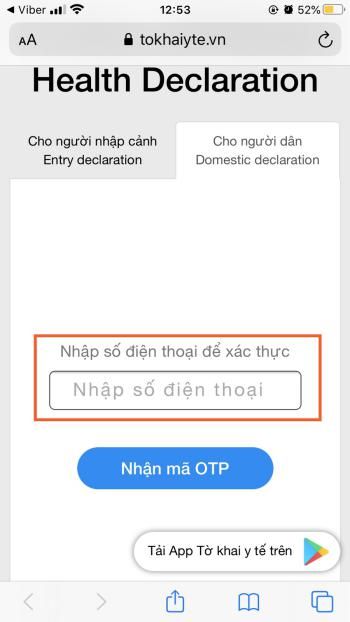 Khai báo y tế toàn dân trên trang web 2